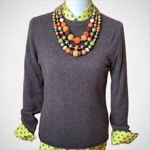 J. CREW Heathered Brown Cashmere Crew Neck Sweater Size M